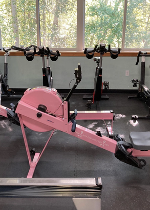 A pink erg machine is shown in the SRA erg room